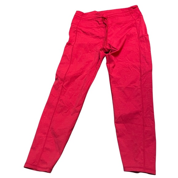 Zyia Active Pants - Zyia Active Red Space Dye High Waisted Pocket Leggings Size 12 Drawstring 7/8